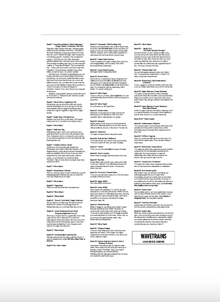 The Backstories of the Lower Gauley River and Waterproof (Laminated) Map (8.5" x 14")