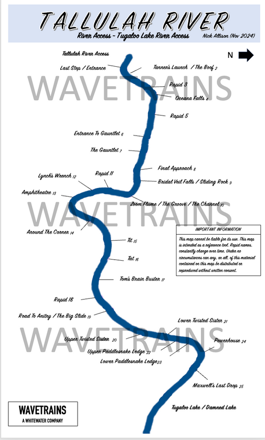 Tallulah River Waterproof (Laminated) Map (8.5" x 14")