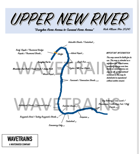 Upper New River Map (8.5" x 11") ~ Dunglen River Access to the Cunard River Access