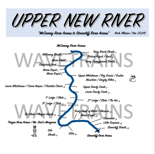 Upper New River Map (8.5" x 11") ~ McCreery River Access to the Stonecliff River Access