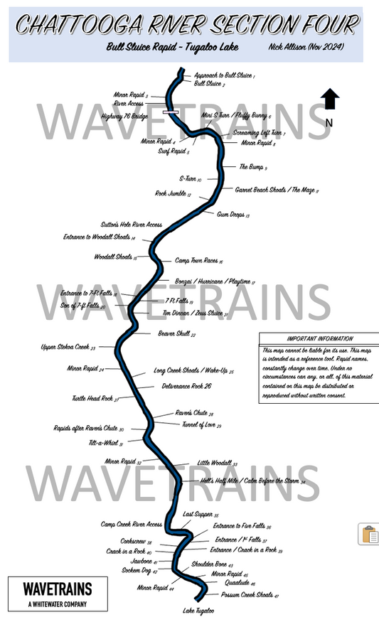 The Chattooga River (Section IV) Map Only (No Backstories) 8.5" x 14"