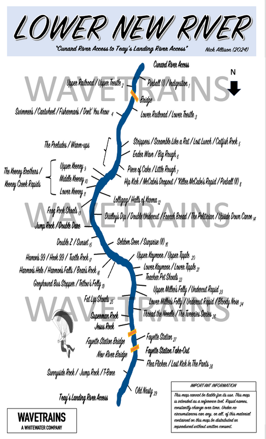 Lower New River Waterproof (Laminated) Map (8.5" x 14")